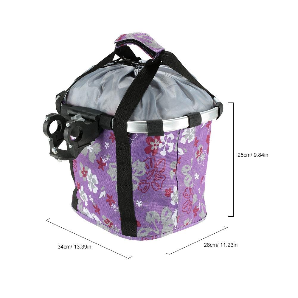 Bicycle Bike Detachable Cycle Front Canvas Basket Carrier Bag Pet Carrier Aluminum Alloy Frame Detachable Basket