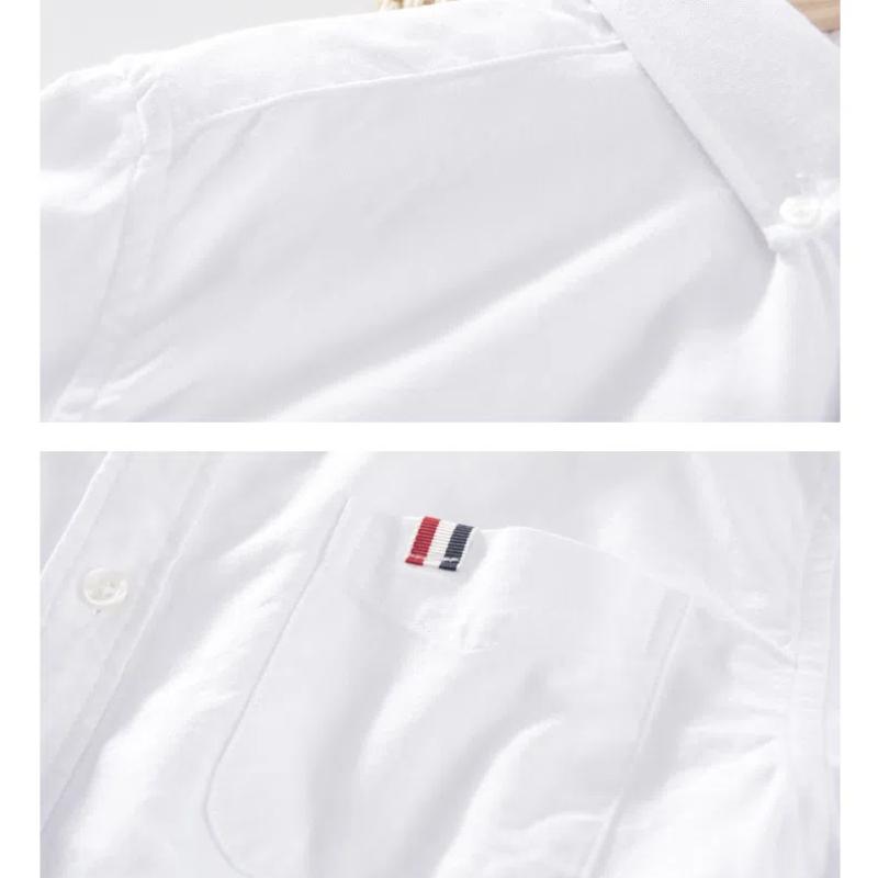 Spring and Summer Long Sleeve Shirt Men Daily Casual Shirt Lapel Collar Pocket Oxford 100 Cotton Shirt Versatile Men Tops