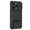 Slide Camera Lid Phone Case for iPhone 15 Pro,PC+TPU Cover Shockproof Phone Shell with Kickstand