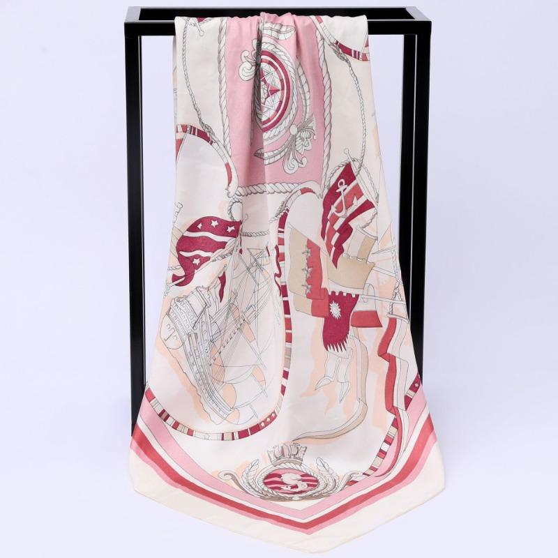 New sailboat printing simulation silk printing silk scarf fashion shawl sunscreen headscarf women