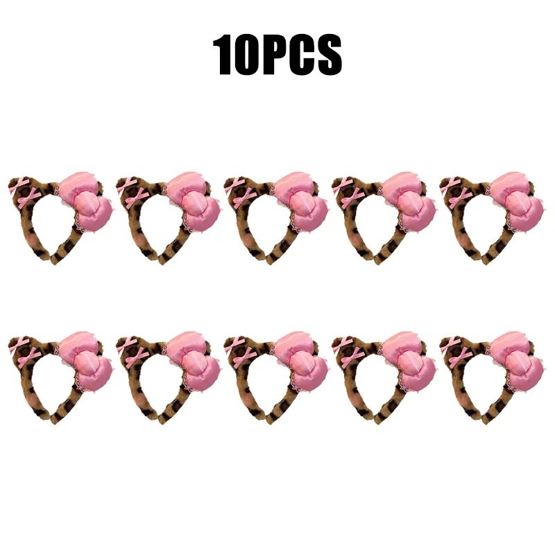 1-20Pcs Hair Band Cute Cat Ears Hair Band with Bow Hair Band for Girls Face Wash Make-up Headband Anti-slip Headband