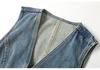 Women's V-Neck Denim Vest - Autumn 2024, Casual Single-Breasted Short Jacket