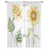 Sunflower Watercolor White Sheer Curtain for Bedroom Tulle Voile Curtain for Kitchen Living Room Decor Window Treatment