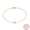 CANNER Real S925 Silver Mini Zircon Flower Pendant Bracelet Chain for Women's Fine Jewelry Gifts Gold Bracelets Bangles