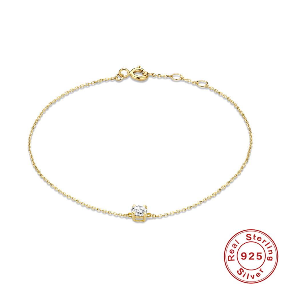 CANNER Real S925 Silver Mini Zircon Flower Pendant Bracelet Chain for Women's Fine Jewelry Gifts Gold Bracelets Bangles