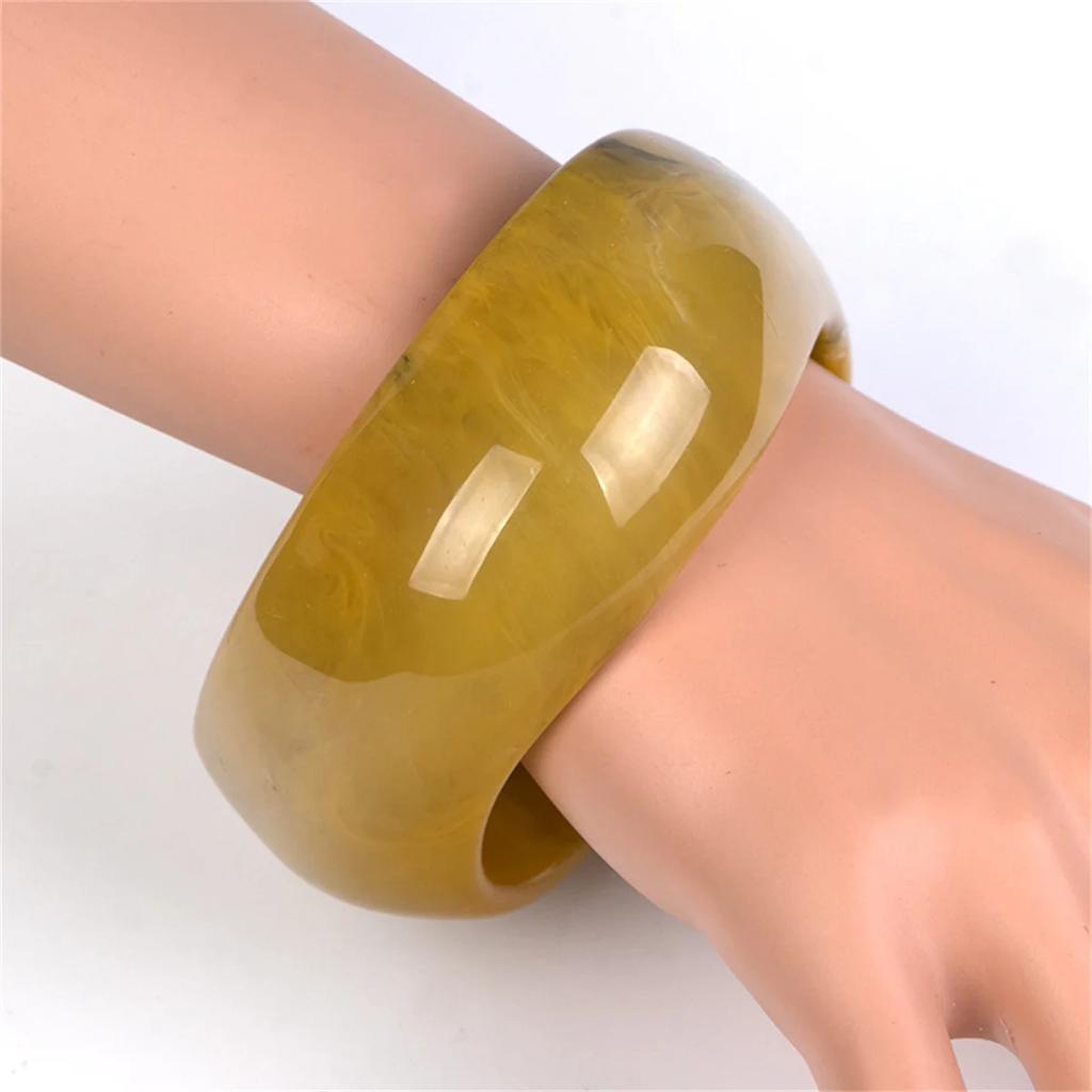 1PCS Vintage Fun Exaggerated Irregular Acrylic Classic Texture Resin Bangles Women Geometric Charm Bracelets Popular Jewelry