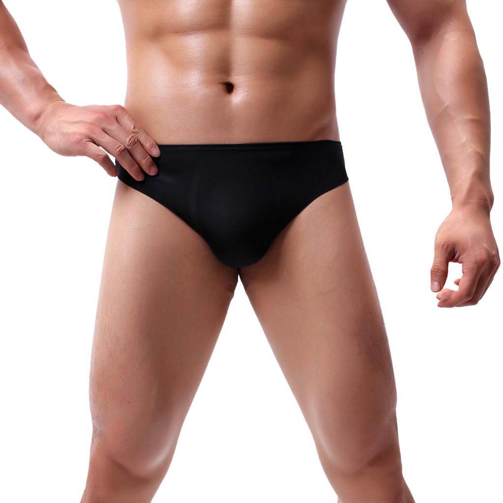 Men Ice Silk Briefs Breathable Sweat Absorbing Soft Underwear Comfortable Stretchy Low Rise Trunks Seamless Design