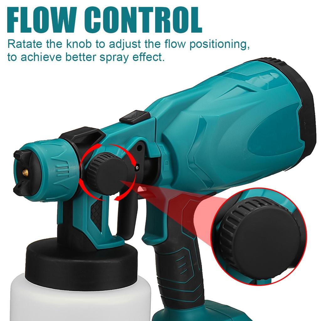 1000W 800ML Cordless Electric Spray Guns with 3Nozzle Flow Control Airbrush High Power Paint Sprayer For 18V Battery
