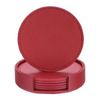 Uxcell Leather Coasters for Drinks with Holders, Tabletop Protection, Home Decor, Housewarming Gift, Wine Red, 1 Set