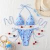 1011 nuevo traje de baño estampado europeo y americano para mujer, bikini sexy con cordones para vacaciones, traje de baño de playa, bikini