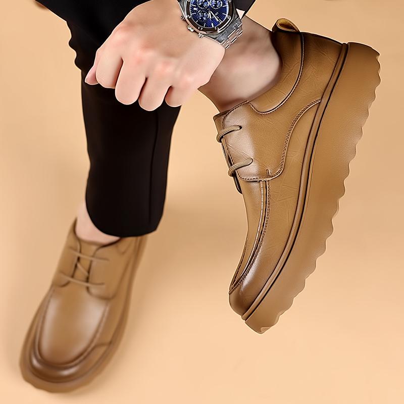 Mote Herre Loafers Sko Klassiske Herre Sneakers Plattform Snøring Fritidssko for Menn Lær Sneakers Nye Komfortable Flate Sko Høst