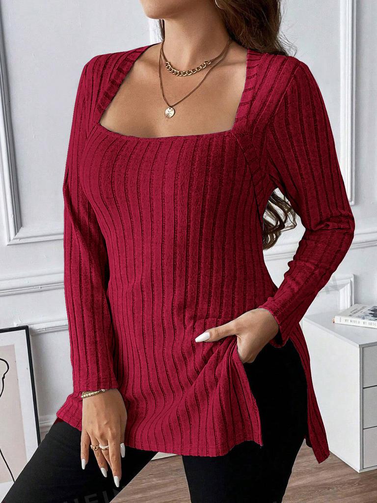 JPNTKY Women's Fashion Casual Solid Color Print Long Sleeve Blouses & Shirts