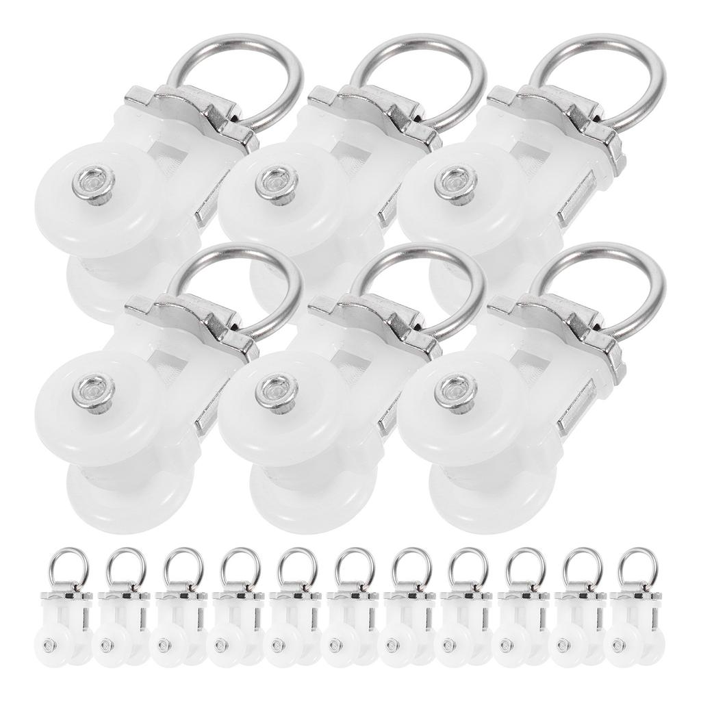 30Pcs Curtain Rail Track Pulleys Dual-Wheel Alloy Plastic Durable Sliding Ceiling Mounted Curtain System Home Accessories