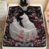 White Fox pattern Flannel Blanket, High quality Comfortable for All Seasons, Home Decor, Warmth and Comfort, Perfect for Gifts.
