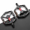Double DU Bearing Bike Flat Pedals with Reflector Ultralight Bike Pedals Aluminum Alloy Bicycle Platform Pedals for Night Riding
