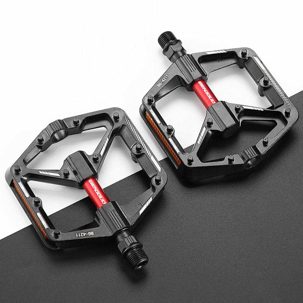 Doppel-DU-Lager MTB Fahrradpedal mit Reflektor Ultraleichte Fahrradpedale Wasserdichte Fahrrad-Plattformpedale für Nachtfahrten