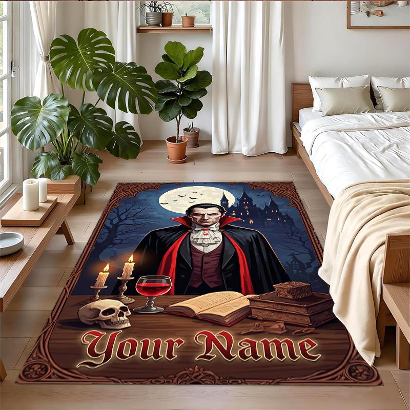 Crystal Velvet Rug Custom Name Text, Soft Non Slip Floor Mat Home DecorDracula
