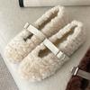 Fashion Winter Warm Plush Flat Shoes Women Fashion Round Toe Narrow Buckle Designer Shoes Cozy Soft Bottom Casual Shoes Zapatos De Mujer