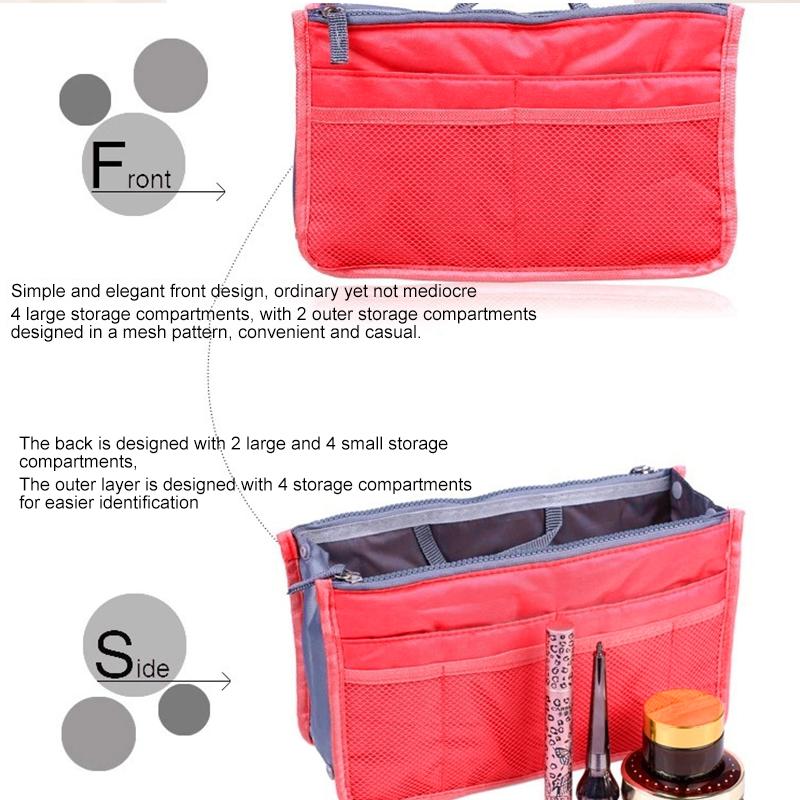 1Pc with Double Zippers Multifunctional Large Capacity Portable Storage Bag Folding Women's Makeup Bag Polyester