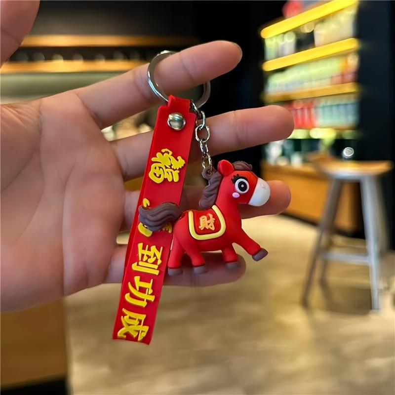 Blessed Soon Cartoon Pony Key Chain Pendant Zodiac Horse Figurine Student Bag Pendant Car Key Chain