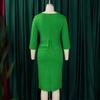 Women's Autumn New Fashion Temperament Elegant Solid Color Ruffled Edge Wrapped Buttock Dress