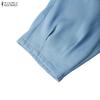 ZANZEA Women Casual Elastic Waist Loose Summer Croppe Pants