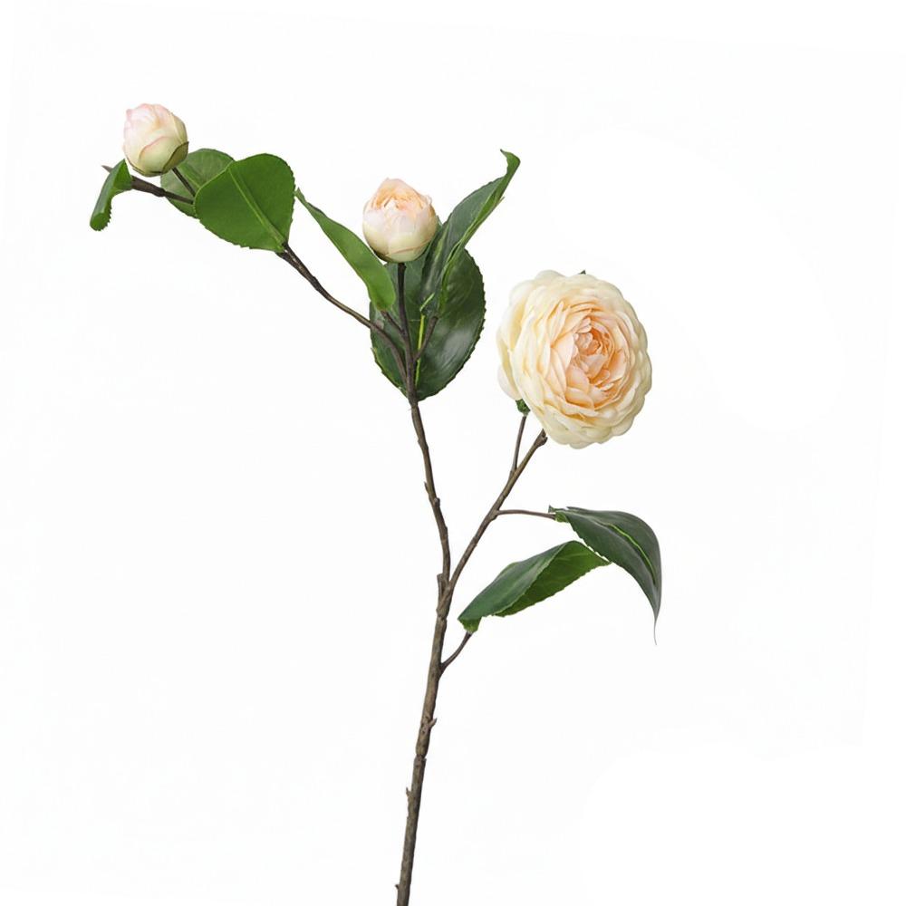 Multicolor Camellia Artificial Flower Silk Petal Photo Props Simulation Flower Green Leavees Floral Arrangement Wedding Supplies