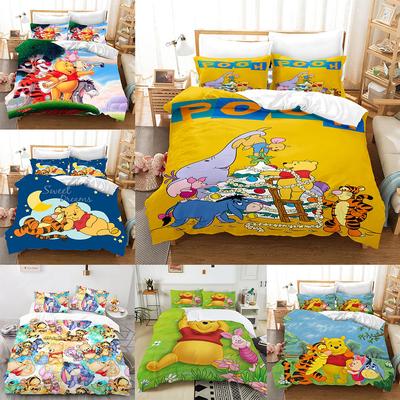 Winnie the Pooh Bedding Sets Cute Bear Comforter Cover Bed Cover Duvet Cover Pillow Case 2-3 Pieces Sets Bedroom Decoration