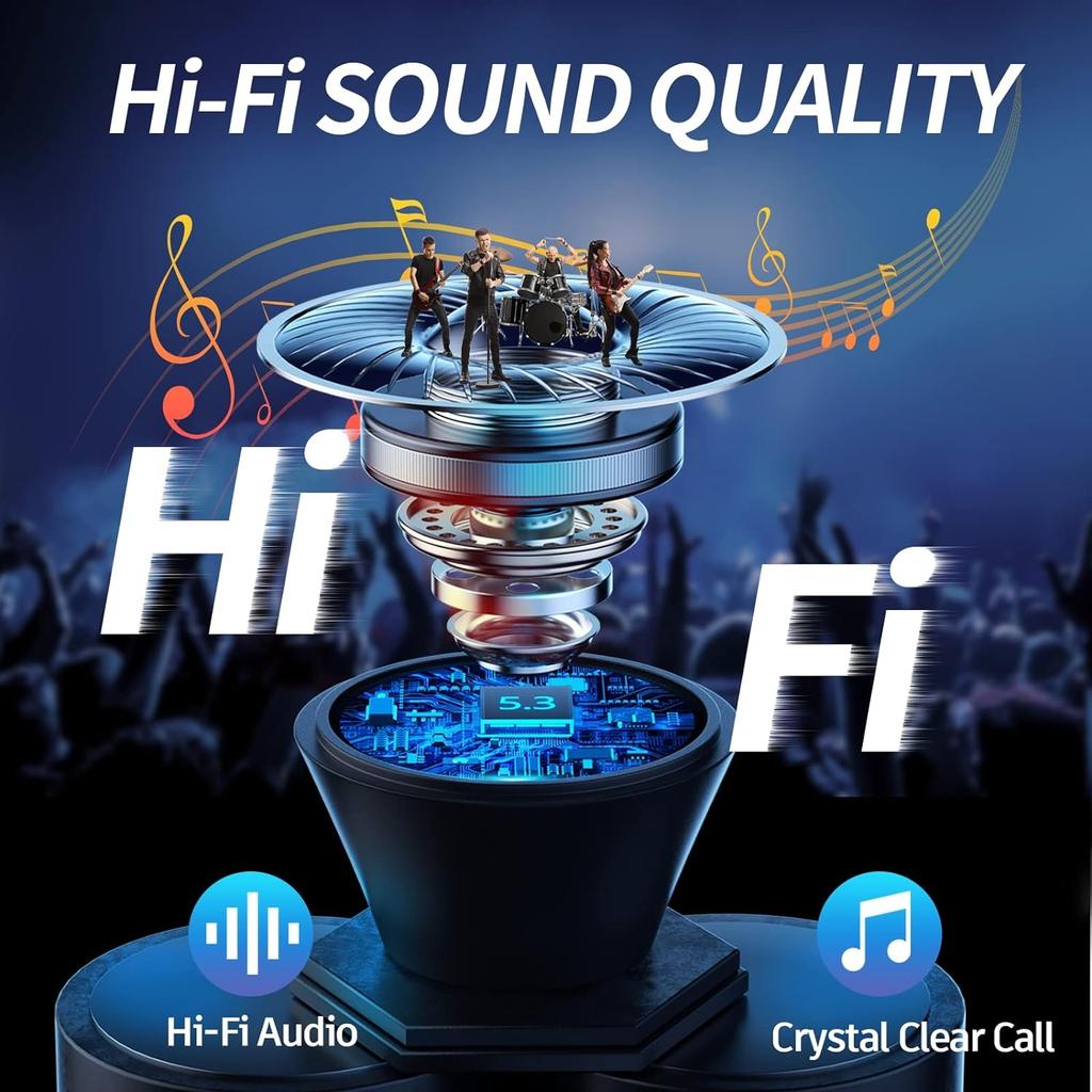Wireless Earphone Bluetooth 5.4 Headphone 60H Playback LED Power Display EarBuds Mic Noise Cancellation Stereo Sound Headsets