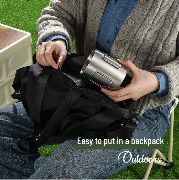 304 Stainless Steel Double-Layer Folding Insulated Outdoor Cup for Camping, Hiking, Travel, and Mountaineering