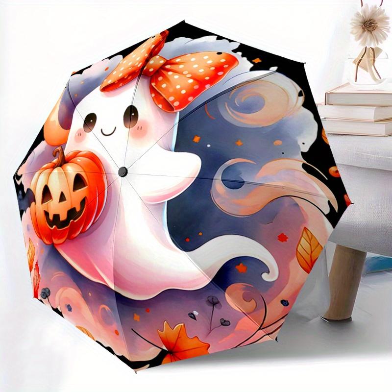 1pc Adorable Ghost & Pumpkin Halloween Automatic Opening and Closing Umbrella - Suitable for Various Occasions, Outdoor Activities, Lightwei