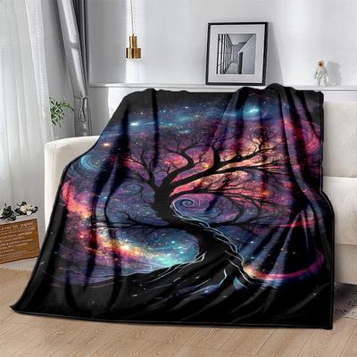 1 Stück Lebensbaum-Druck Leichte Flanelldecke, Bequeme und Warme Decke, für Camping Sofa Bett und Couch Büro, Geschenk