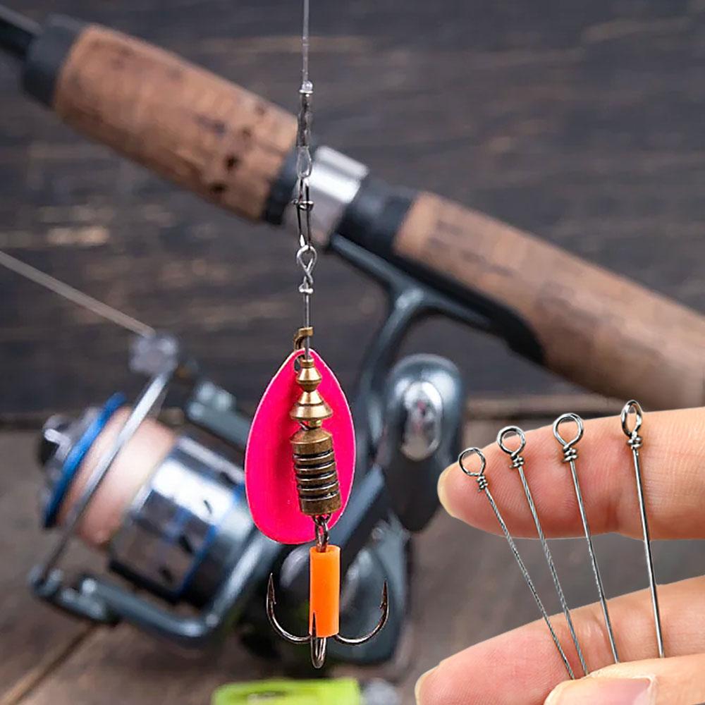 30pcs Fishing Looped Spinner Shaft Stainless Steel Wire Fishing Lure Making Kit Rigs for Freshwater Bass Trout Walleye Salmon