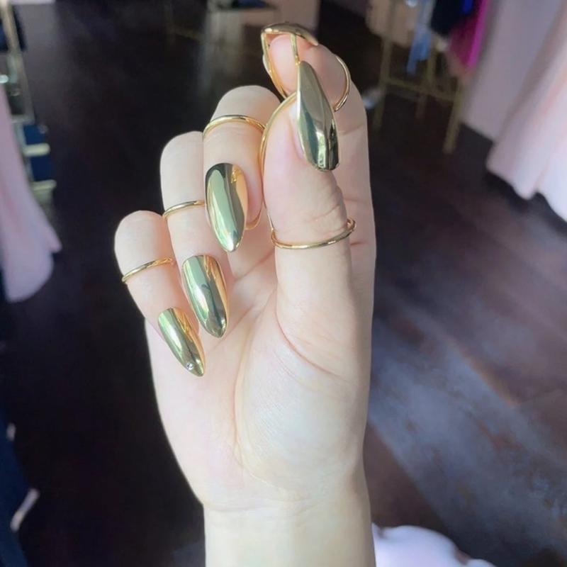 5pcs Mechanical Themed Wearable Fingernails for Parties and Festivals Adjustable Nails Rings Stylish Finger Accessories