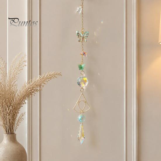 Artistic Garden Hanging Decor Butterfly Crystal Suncatcher Wind Chime, Rainbow Maker Prism Ornament, Pendant for Balcony Indoor Outdoor Home, Balcony,