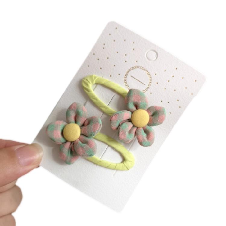 Lovely Flower Hair Clip Plaid Bow Snap Clip Non Slip Wrapped Hairpins for Kids