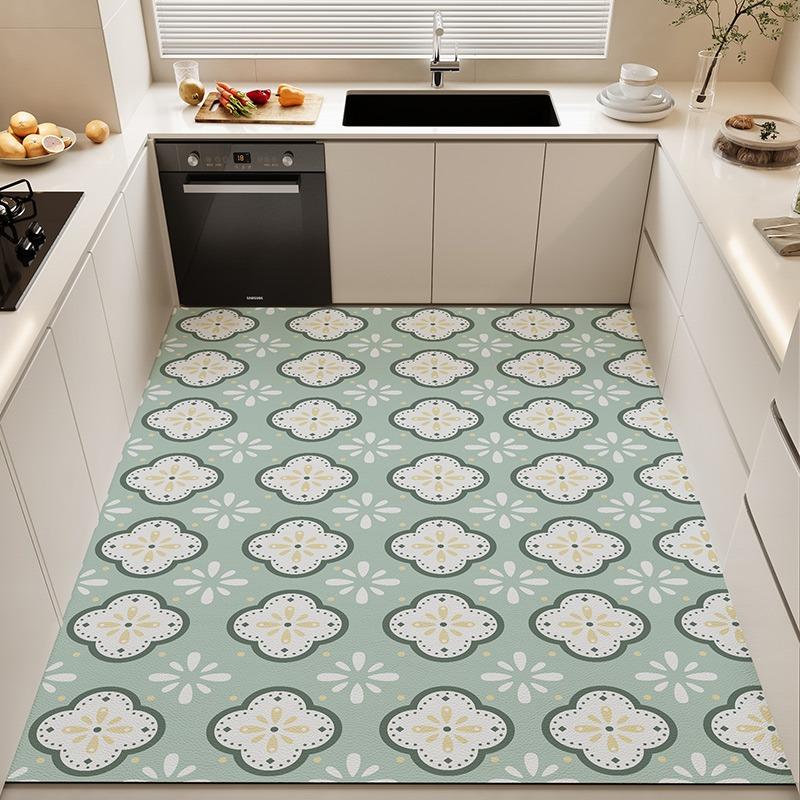 Kitchen Floor Mats Large Area Plaid Carpet Waterproof Oil-proof Rug Pvc Leather Non-slip Foot Mat Home Decoration Rugs Alfombrar