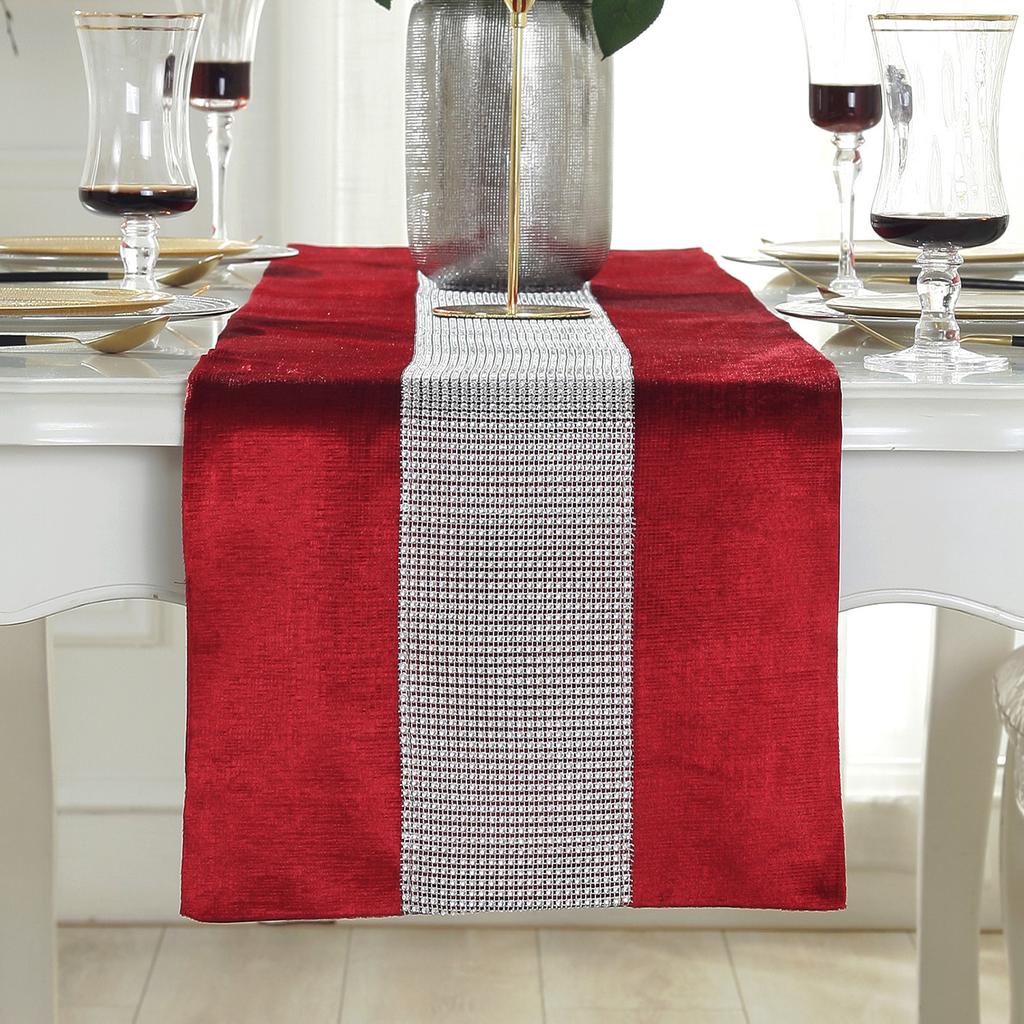 Premium Full Diamond Luxury Embroidered Table Runner Modern European Jacquard Table Runner Modern Style Sparkling Accessories,