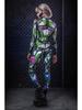 Cyberpunk 3D-geprint eendelig tights jumpsuit voor dames