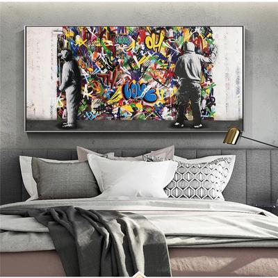 Graffiti-Kunst, Maler und Künstler, moderne Straßenwandbilder, Banksy-Gemälde an der Wand, Leinwand-Poster und Drucke für die Inneneinrichtung