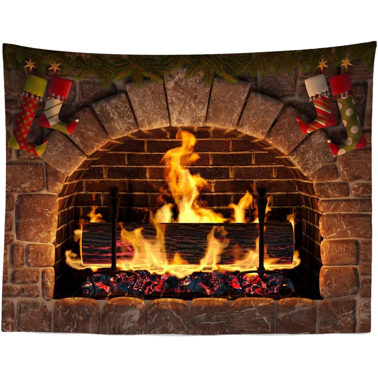 Tapestry fireplace lokkor burns with wood stockings 75x100 чёрный