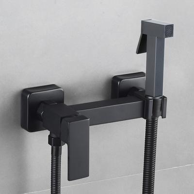 Bidet Armatur Set Schwarz Wandmontiert Heiß Kalt Bidet Armatur Hochdruck Toilettenbrause Messing Badezimmer Quadratisch Gold Chrom Duscharmatur
