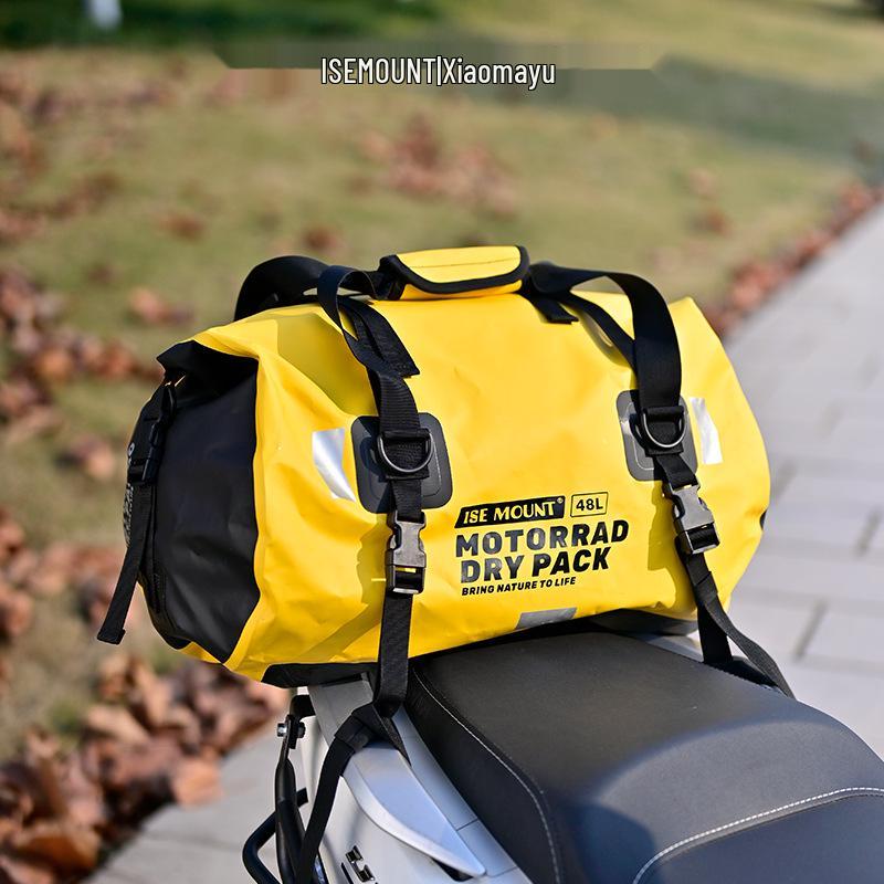 ISE MOUNT Waterproof Motorcycle Rear Seat Bag - Large Capacity, Convertible Backpack/Shoulder Bag for Outdoor Travel and Cycling.