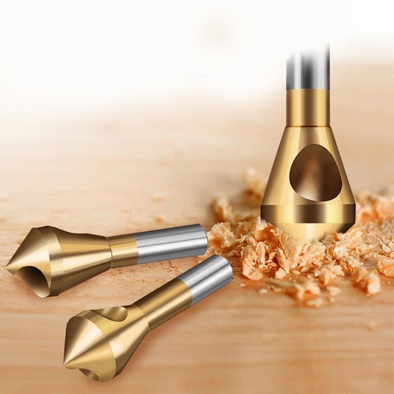 4Pcs Metal Drill Bit HSS Titanium Coated Countersink and Deburring Tool Set