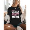 Plus Size, Super MAMAN Mais Aussi Super MAMIE Letter Print Plus Size Women's T-shirt, Short Sleeve Crew Neck Casual Top