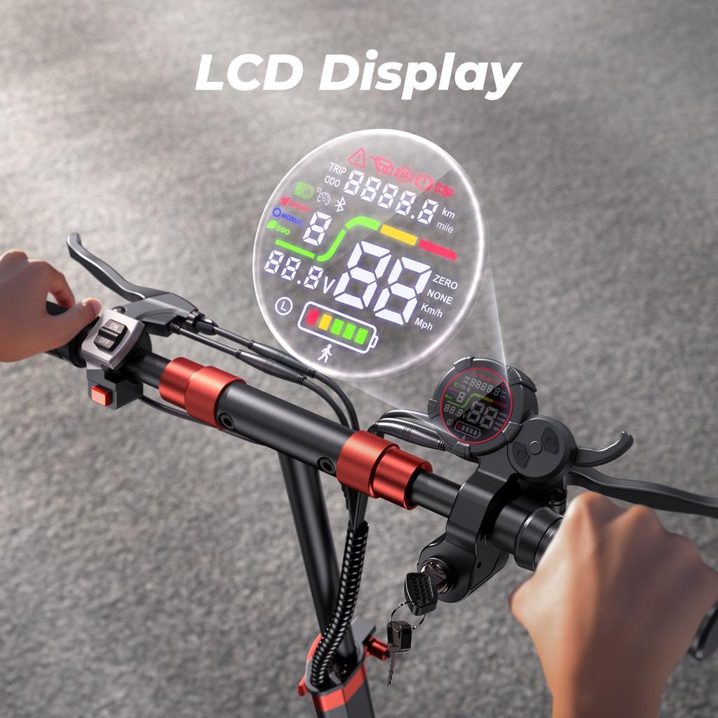 iScooter iX5S Adult Off-Road Electric Scooter, 48V 15Ah 1000W, Disc Brake + EABS, 11" Off-Road Inflatable Wide Tire, Dual Shock Absorbers