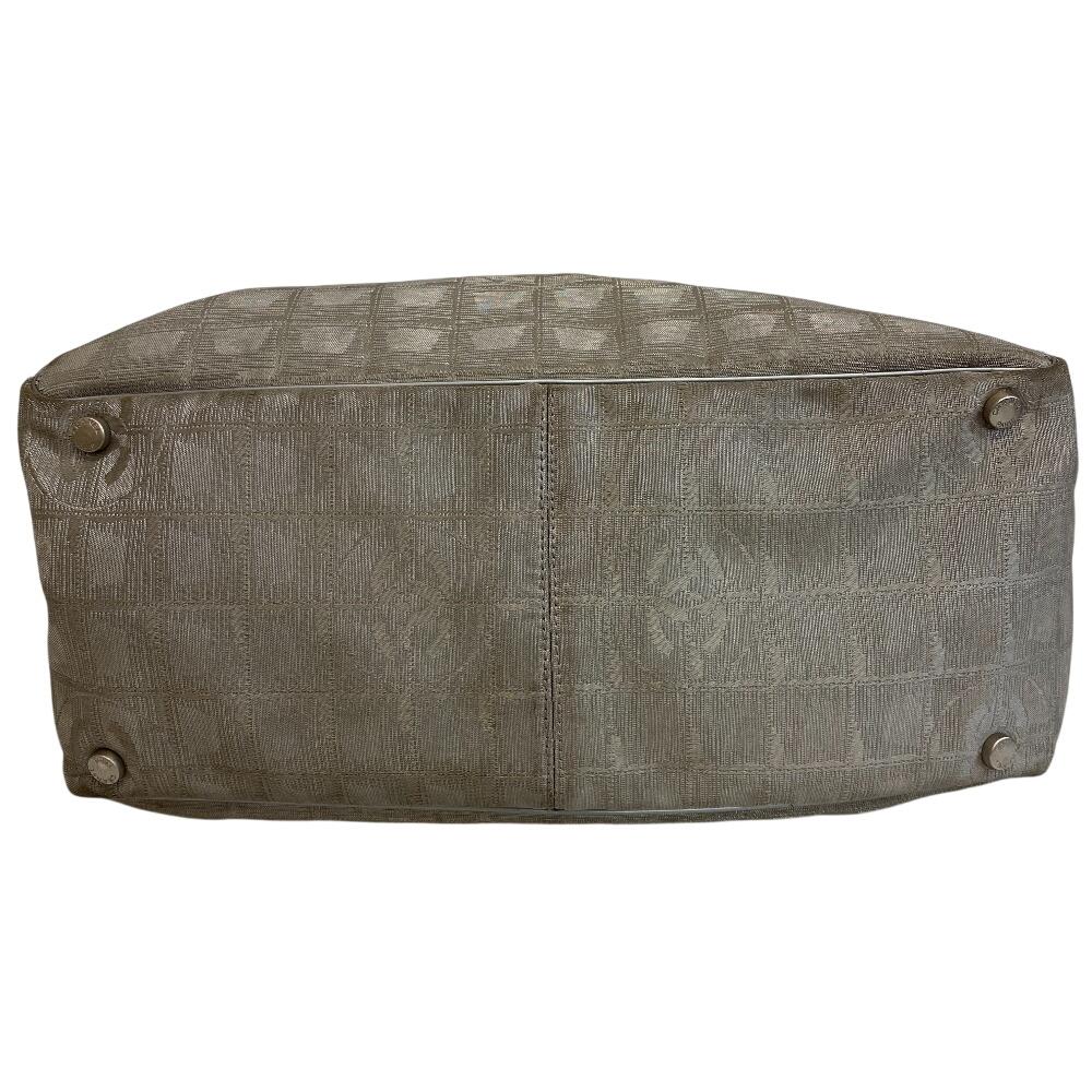 CHANEL New Travel Line MM canvas Tote Bag Silver canvas Used