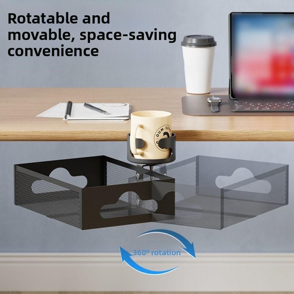 360 Degree Rotating Under Desk Storage Rack Carbon Steel Under Desk Organizer  Home