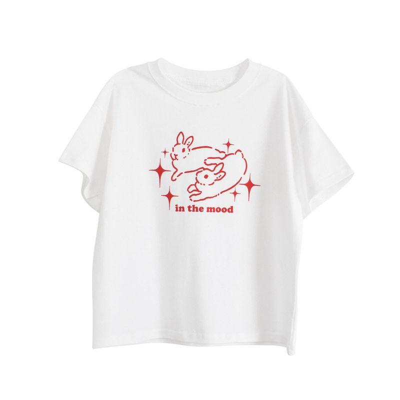 2026 Summer New Children's Pure Cotton Short-Sleeve T-Shirt, Loose Korean Style Unisex Youth and Older Children Printed Top Trendy