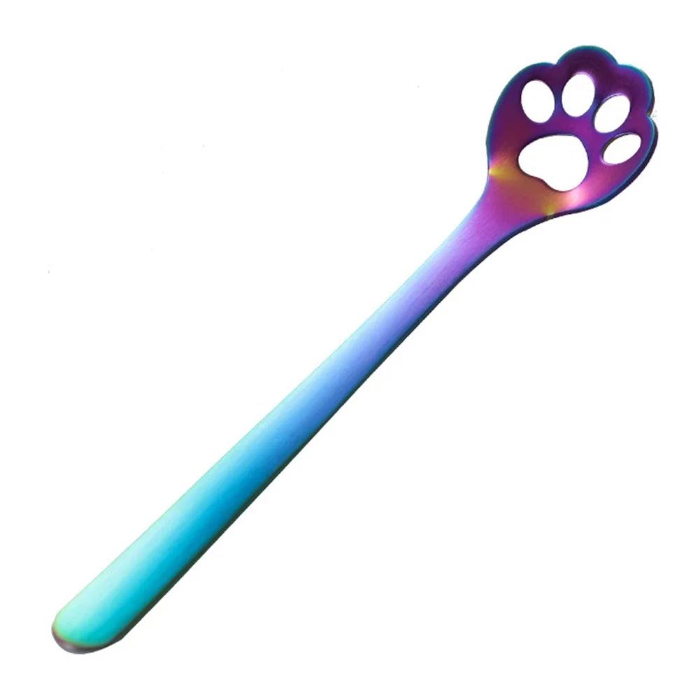 1PC Creative Cute Cat Claw 304 Stainless Steel Spoon Hollow for Ice Cream Coffee Tea Dessert Spoon Kitchen Tableware Accessories